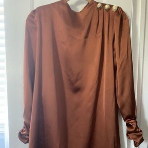 River island satin shift dress in copper